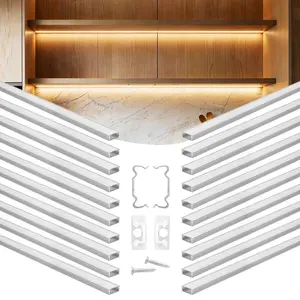 summervibes VEVOR 20-Pack 3.3 ft/1M U Shape LED Aluminum Channel, with Milky Cover, End Caps and Mounting Clips, Aluminum Profile for LED Strip Light Installations, Easy Installation, for Under Cabinet Counter