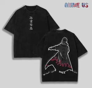 [100% Heavyweight Cotton] Minato Namikaze Fourth Hokage Vintage Wash Graphic Tee | Naruto Anime Streetwear | Oversized Manga Apparel | Perfect Father's Day Gift