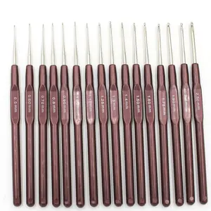 16pcs/set Pen-Style Crochet Hooks, Fine Small Hook Set, Coffee Handle, Portable Multi-Functional Knitting Tools, Gift for DIY Enthusiasts