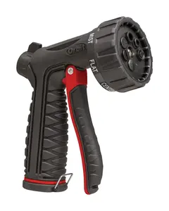 Orbit Irrigation 7803471 7 Pattern Metal Hose Nozzle, Black & Red, Trigger Lock, Adjust Flow, Outdoor