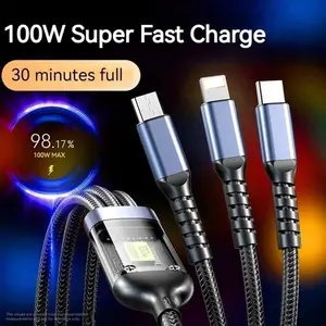 Multi functional 4 in 1 USB Charging Cable – USB A, Type-C, and Lightning Connectors for Fast Charging and Data Sync of Phones, Tablets, Laptops, and More, Ideal for All Your Devices Charger