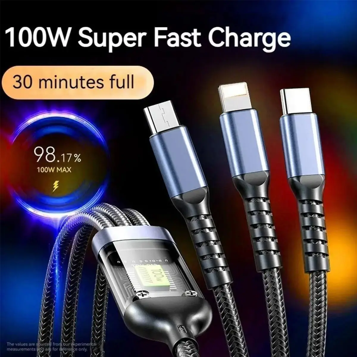 Multi functional 4 in 1 USB Charging Cable  USB A TypeC and Lightning Connectors for Fast Charging and Data Sync of Phones Tablets Laptops and