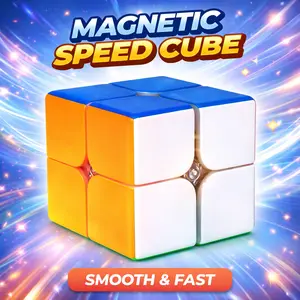 Magnetic Speed Cube 2x2 High Performance 3 Smooth Fast Stress Buster Brain Teaser for Kids Adults Anti Pop Durable Puzzle Game