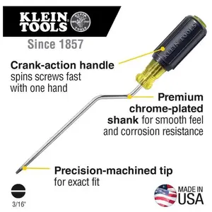 3/16" Cabinet-Tip Flat Head Screwdriver, 6" Round Rapi-Drive Shank