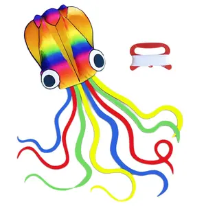 Colorful Octopus Kite with Random Color Line Winder, 1 Set Large Kite with Long Tail & 100m Line, Outdoor Game Toy for Birthday Gift