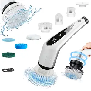 【FathersDayGift】Electric Spin Scrubber Cordless Shower Cleaner with 8 Replaceable Brush Heads,3-Length Extendable Handle,IPX7 Waterproof LED Display for Bathroom,Kitchen,Tub,Tile,Car & More,2026 Upgraded Spin Scrubber Brush summerwins dealsforyoudays