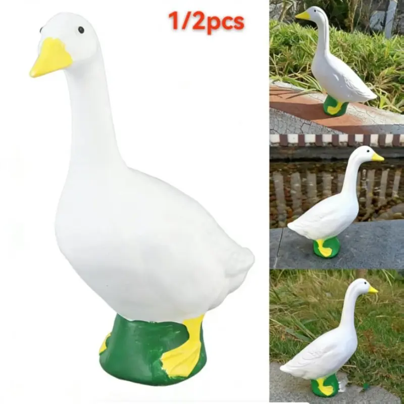New Goose Resin Statue Craft, Home Garden Pond Decor, Desk Ornament, Office Decoration, Elegant Animal Figurine, Statues Figurines, Garden Accessories