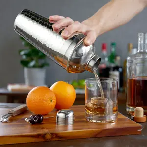 Irving Stainless Steel Hammered Cobbler Cocktail Shaker 24 oz - Built-In Strainer for Margaritas & Espresso Martinis in Your Bartender Era, Home Bar Gifts, Strains Without the Mess