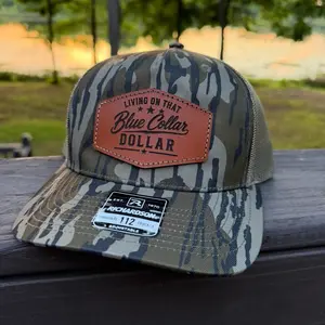 Living on that Blue Collar Dollar Richardson 112 Trucker Leather Patch Hat