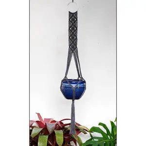 Macrame Plant Hanger - Amanda - Steel Grey
