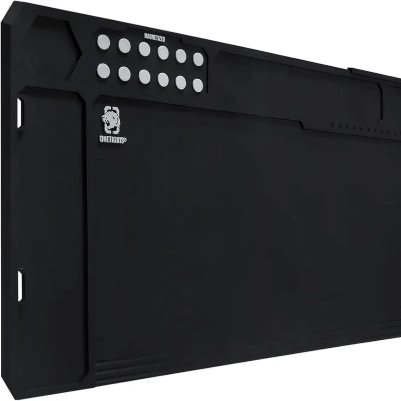 OneTigris Version 2.0 Functional Rectangle Anti-Slip Rubber Cleaning Mat - Wallhang-Ready, 10 Magnet Spots, 2 Wall-Hanging Holes, Oil Resistant, Wipe-Clean, Scratchsafe Base for Outdoor Gear (16.5"x10.4",35.5"x11.9",48"x16"; Fathers Day Gifts Option)