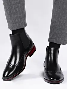 Men's Business Style Solid Color Chelsea Boots, Fashionable Pointed Toe Ankle Boots for Work Office, Male All-match Shoes for Daily Wear