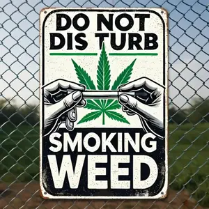 Vintage No Disturbance Smoking Metal Aluminum Sign, Hemp Theme Art Decor, Retro Hippie Style Hanging Design, Wall Decoration, Signage