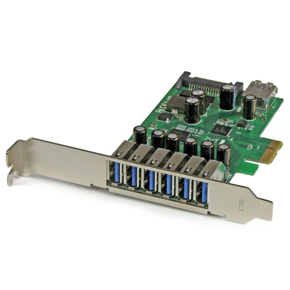 StarTech PCI Express USB 3.0 Expansion Card - 7-Port, Standard Spec, Compact Form, Low-Profile Design, for PCIe Slots