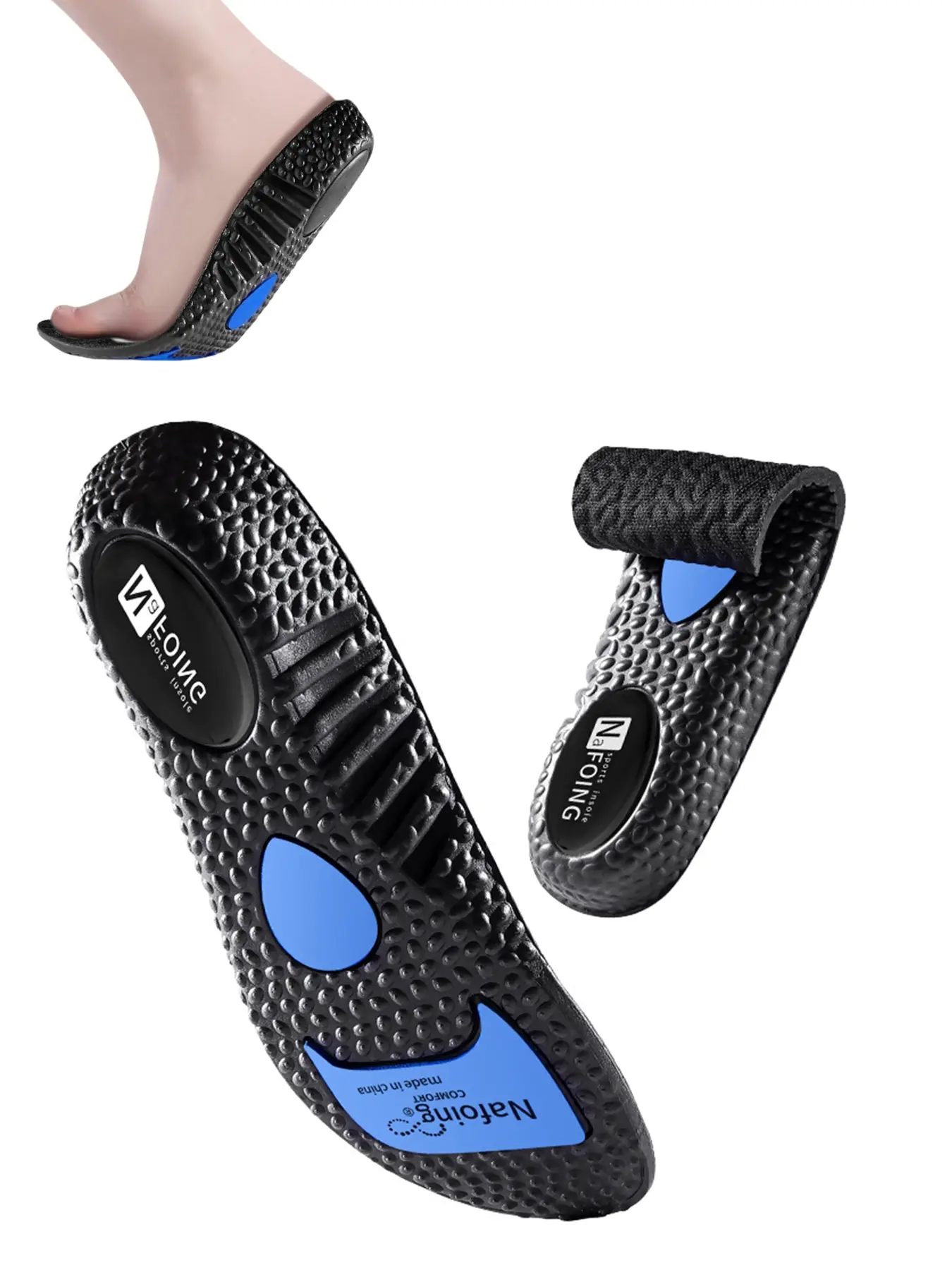 Ultra Comfortable Popcorn Sport Performance Insoles, High Elasticity, Air Cushion, Adjustable Fit, Customizable Size, Perfect for Running and Gym Use