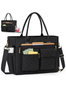 Teacher Tote Bag with Insulated Lunch Compartment, 15.6 Inch Laptop Bag, Lightweight Work Bag for Women, Nurse Bag, Quilted Work Bags
