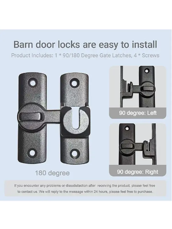 Upgraded Barn Door Lock - 90/180 Degree Flip Door Latch, Protecting Safety Sliding Gate Latches for Barn, Garden, Bathroom, Cabinet, Window, Sliding Door