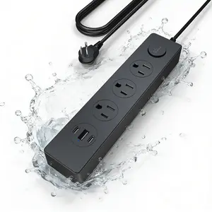 SOLL Waterproof Power Strip (1250J), 3 AC Outlets with 1 USB-A & 2 USB-C Ports, Multi-Device Charging, 5.18ft Extension Cord, 15W Fast Charging, Essential for Home/Office/Dorm, IPX9 Certified