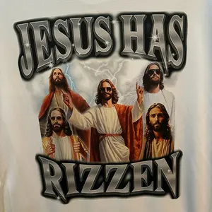 Jesus Has Rizzen Gray or White Polyester Performance  Dri fit Tee funny Easter Christian shirts masculine or feminine design  Menswear Tops womenswear