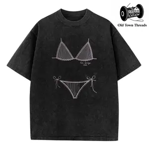 Washed T-shirt Bikini Graphic Washed T-shirt ,Last Splash Seashells and Wedding Bells, Bikini Body Illusion Shirt, Funny Summer Vacation Coverup