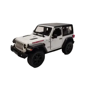 KINSMART 1:34 Scale 2018 Jeep Wrangler Rubicon Hard Top Die Cast Metal & Plastic Model Car White Color Officially Licensed Pull Back and Go Action Doors Openable Collectible Toy