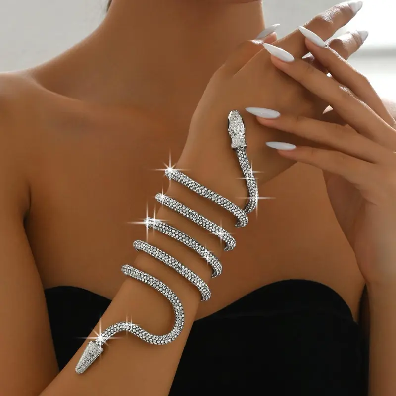 Women's Elegant Rhinestone Decorated Snake Design Wrap Bracelet, Adjustable Bracelet, Exquisite Trendy Bracelet, Fashionable Jewelry for Women & Girls As Gift, Jewelry Gifts, Attraction Bracelet