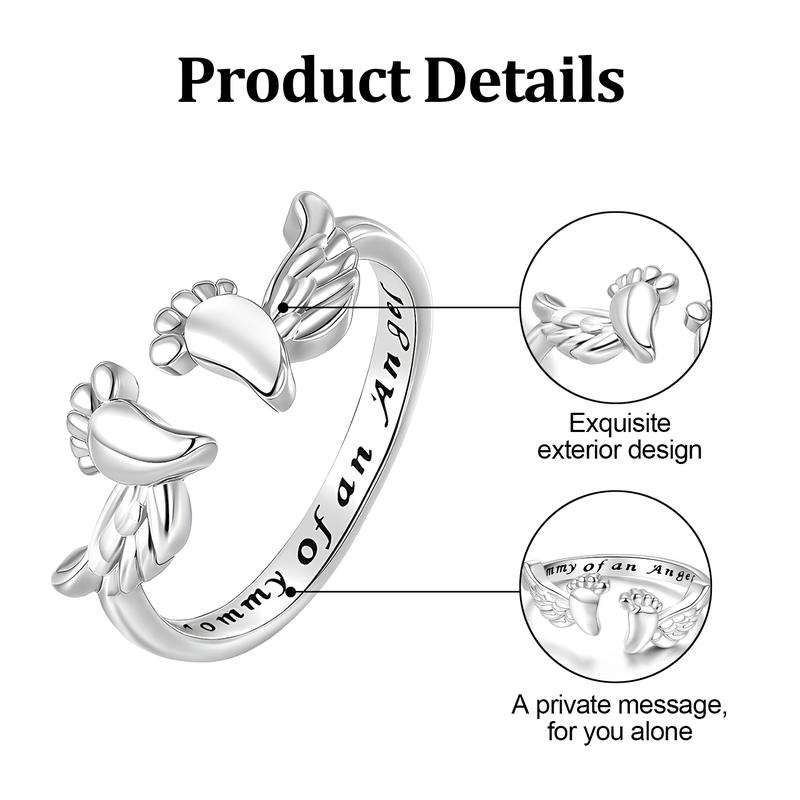 SGGUI Adjustable Angel Wing Loss Son/Daughter Mommy of an Angel Memorial Jewelry Sympathy Gift for Women Mom