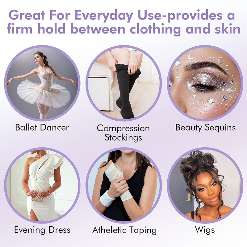 Dolahair Body Glue for Skin & Clothing Sweat Resistant, Water Wash Off- Fashion Adhesive for Dancers, Socks, Stockings, Leotards, Bras, Wigs, Costumes