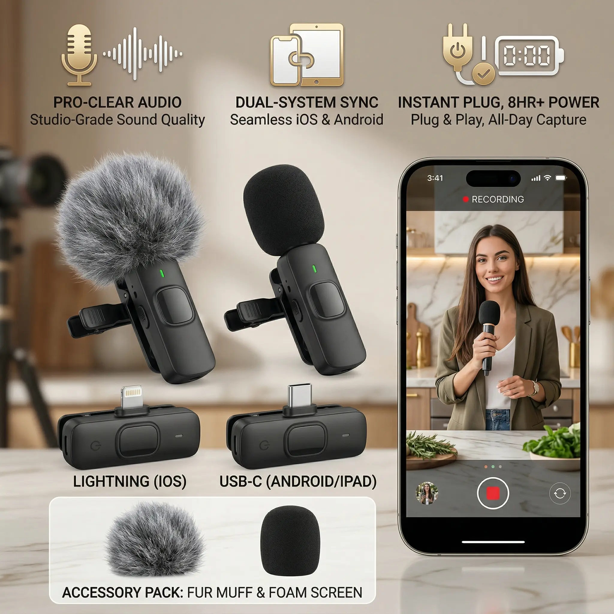 Mini Wireless Clip-on Mics (For iPhone & Type-C) - Upgrade Your Video ...