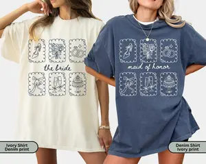 Comfort Colors Bridal Party T-Shirt, Bride Bridesmaid Shirt, Getting Ready Outfit, Personalized Maid of Honor Tee, Bridesmaid Proposal Gift, Cute Bow Tee