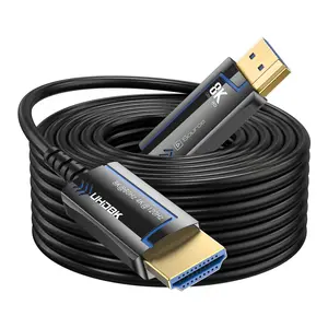 One Fiber Optic HDMI 2.1 Cable 8K@60Hz 4K@120Hz Uni-directional 48Gbps Slim HDMI Cord for HDTV Projector Laptop Host Monitor