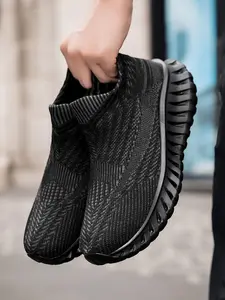 New Men's Casual Sports Shoes Lightweight Breathable Stylish All-Season Knitted Running Shoes, Comfortable Low-top Sneakers for Daily Use