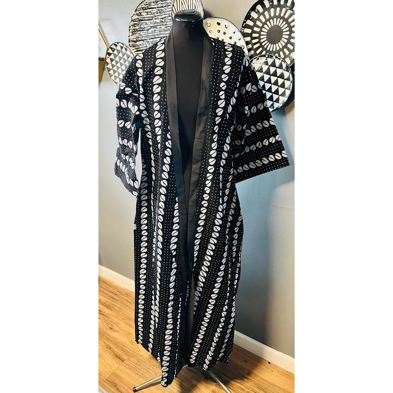 Kimono's/Dusters With Sleeves Fitted Ankara Prints All Seasons Casual Chic Dress Matching Belt Pockets Women's Clothes