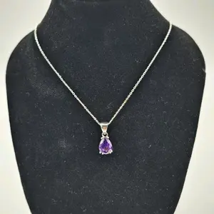 Purple Sapphire Necklace, 925 sterling silver necklace 20 inches