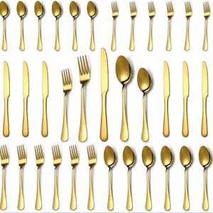 30-Piece Gold Stainless Steel Cutlery Set for 6 People, Food Grade Stainless Steel Flatware Set Include Fork/Knife/Spoon/ Salad Servers, Mirror Polished Eating Utensils Sets, Reusable Silverware Set, Dinnerware, Perfect for Dining & Parties
