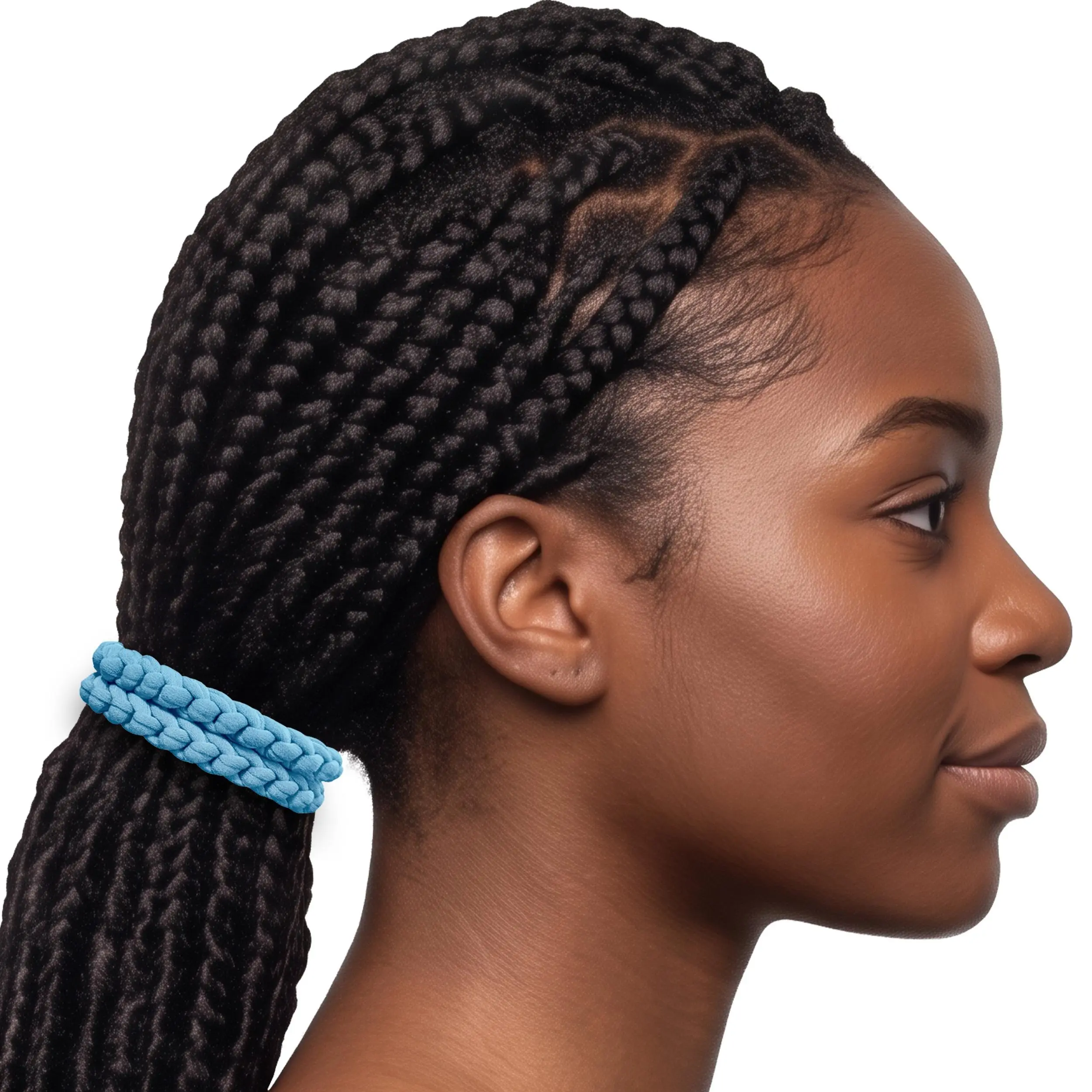 Hair Ties Jumbo 2-Pack Soft & Silky for Thick Hair Braids Dread Locs Super Strechy Made in the USA Blue Light