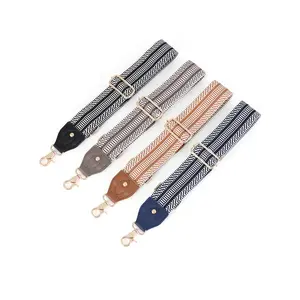 5CM Width Adjustable Wide Shoulder Strap DIY Single Shoulder No Drill Embroidered Old Flower Wide Sling Canvas Bag Strap
