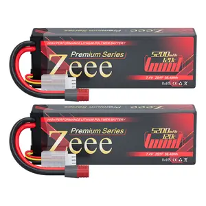 Zeee Premium Series 2S Lipo Battery 5200mAh 7.4V 120C Hard Case Batteries with Deans Plug for 1/8 1/10 RC Vehicles Car Trucks Airplane Boats(2 Pack)