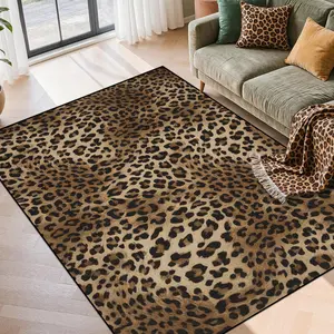 Leopard Print Rug, Vintage Style Design, Soft Floor Mat, Living Room and Bedroom Decor, Washable Large Contemporary Area Rug