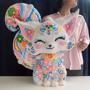 7-Color Nine-Tailed Fox 3D Puzzle Building Blocks Decoration, Home Office Bookshelf Decor, Party Living Room TV Stand Display