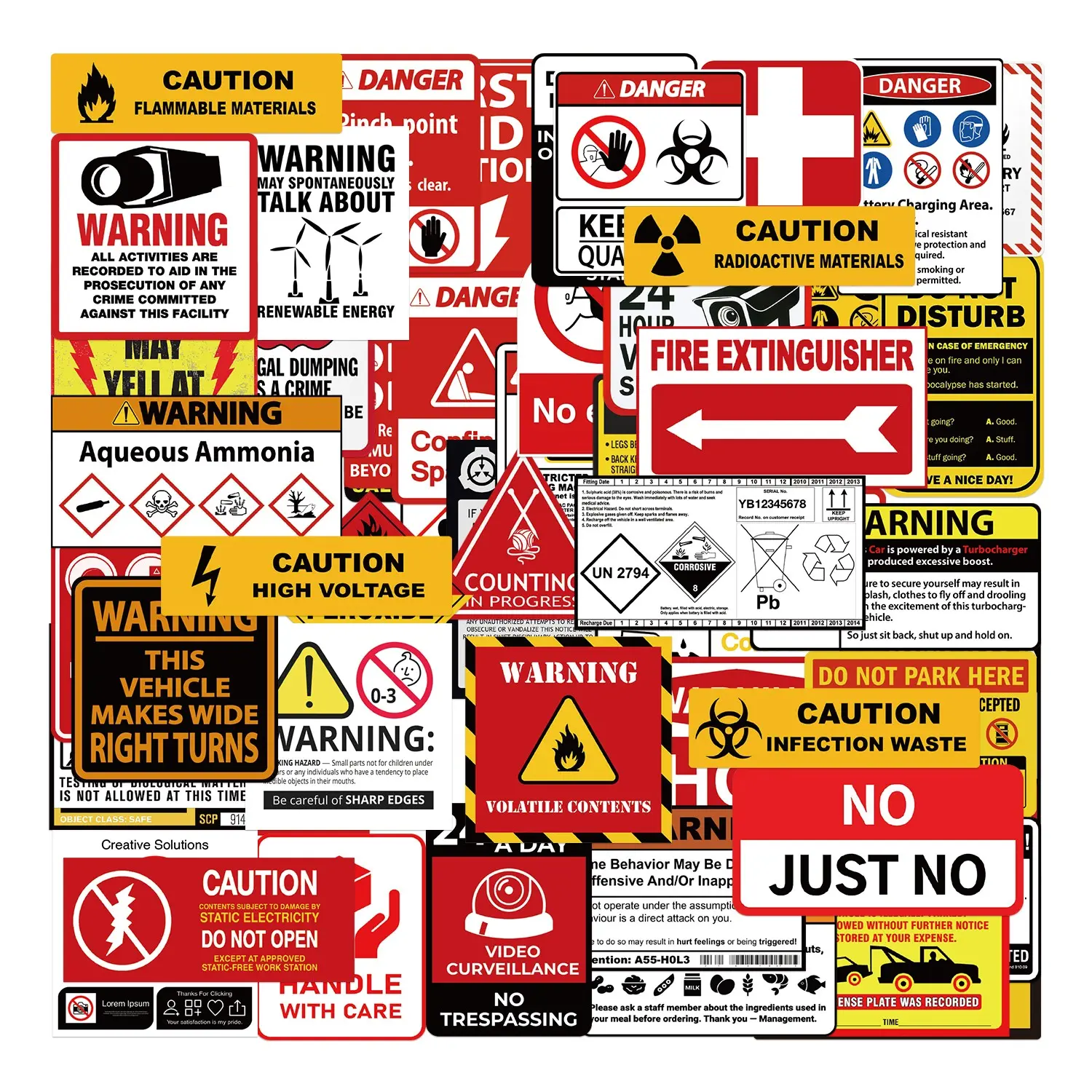 75pcs Warning Sign Stickers Pack, Danger Caution Safety Notice Labels, Industrial Retro Waterproof Decals for Laptop, Car, Toolbox and Scrapbooking, Car Truck Decal, Sticker for Cars