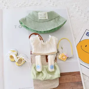 5 Pcs Lab-u Cute Outfit Set With Accessories For 17cm Dolls, Adorable Doll Clothes Costume with Hat, Top,Suspender Pants, Shoes & Pendant,Perfect Birthday Gift for Doll Collectors