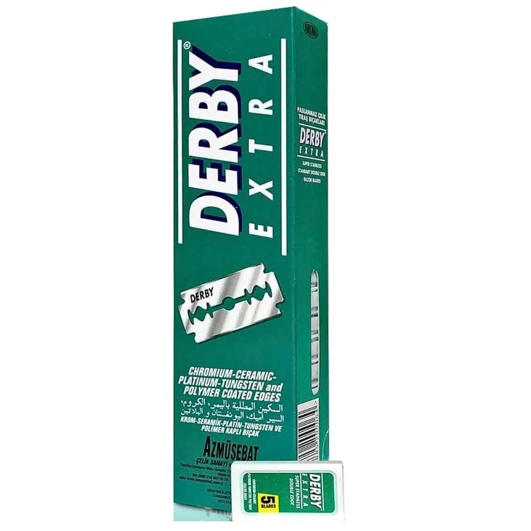 Derby Extra Double Edge Replacement Blades with HQ-Technology, 100 Count Pack of Stainless Steel Blades for a Smooth, Precise Shave, 100 Blades