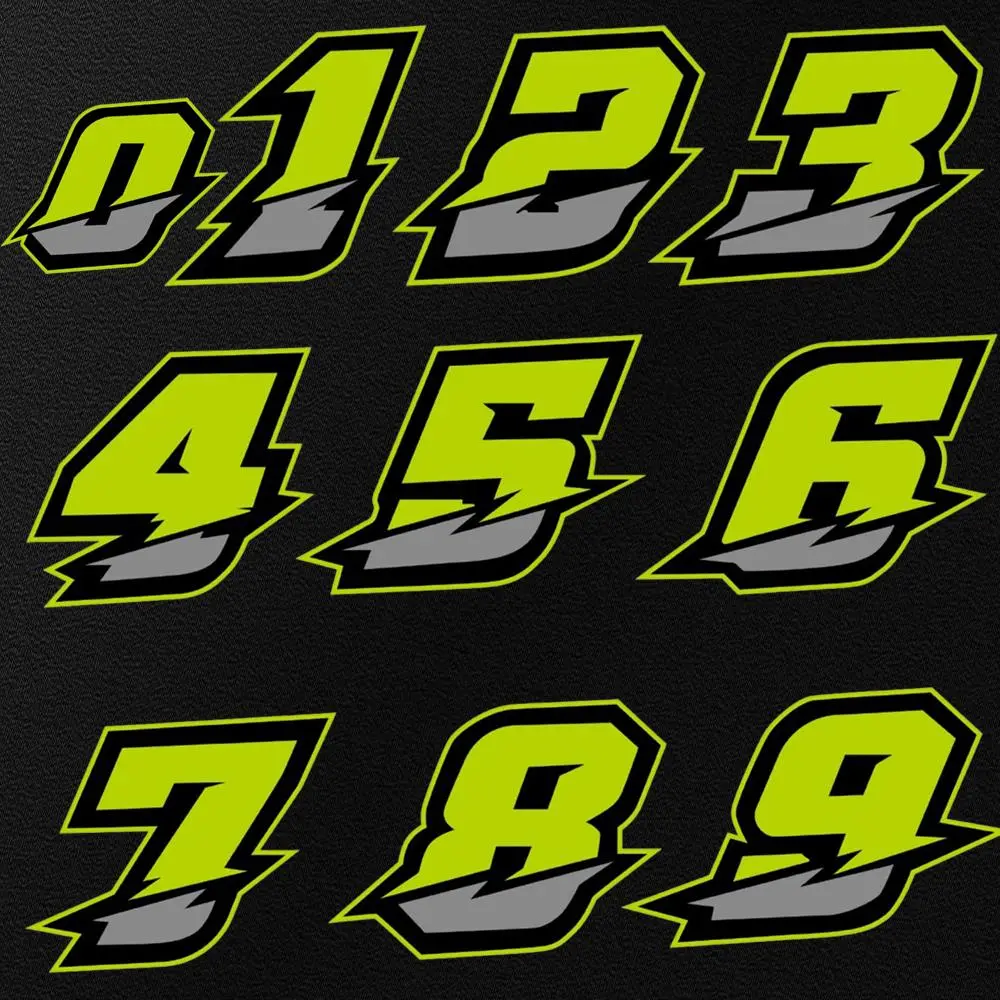 2PCS Motorcycle Racing Arabic Numbers Stickers DIY Refit Reflective Rainbow Sticker Number Helmet Car Styling 3D Decals