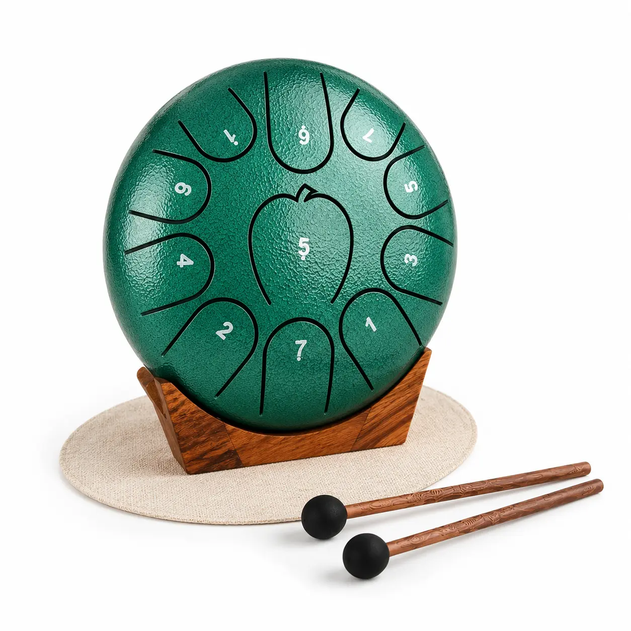 Malachite Steel Tongue Drum - 6 in 11 Notes Rain Drum Style Percussion Instrument for Relaxation, Musical Gift for Adults & Beginners