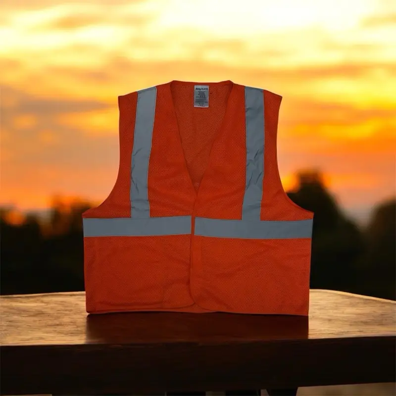 Body Guard Orange Durable Safety Vest for Enhanced Visibility and Protection with Reflective Strips