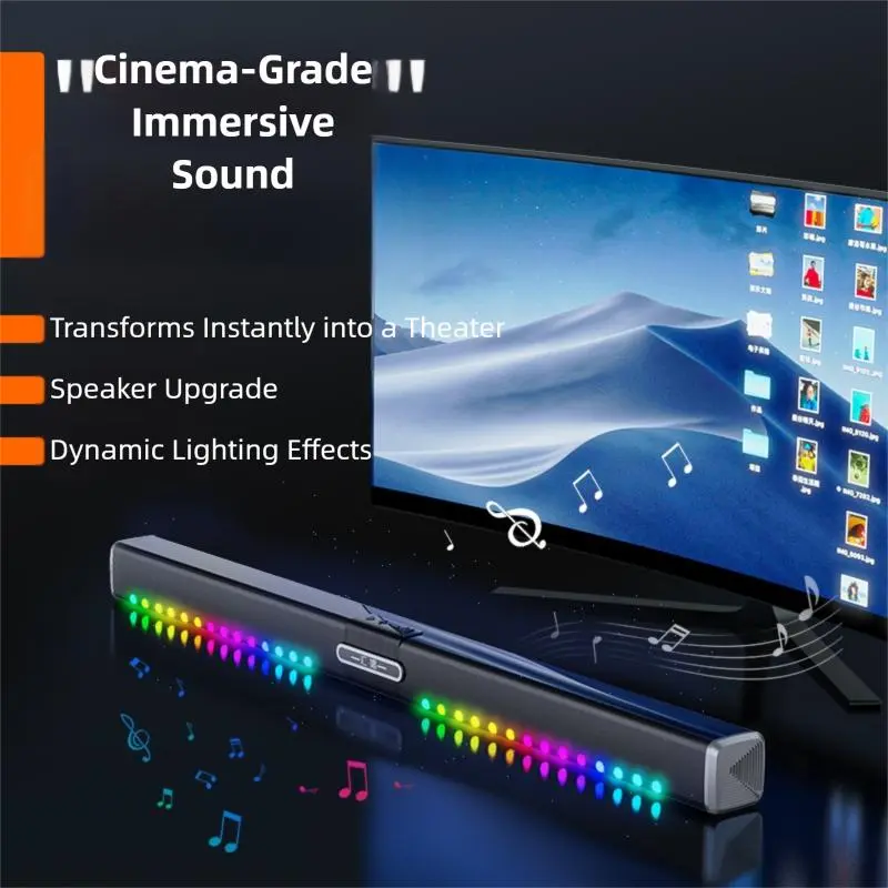 HUICHANG Soundbar with 10-Speaker Colorful LED Lights, Wireless Bluetooth 5.3, 34.6in Slim Piano Black, 9D Deep Bass, TWS Stereo, AUX/USB/Coaxial Inputs, Surround Sound for Home Theater Movies, Manufacturer Warranty, H008:colorful Led Lights With 10 Speak