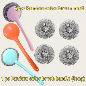 Cleaning brush and long handle, suitable for cleaning in kitchens, bathrooms and toilets. It can be scrubbed and is equipped with replaceable brush heads.