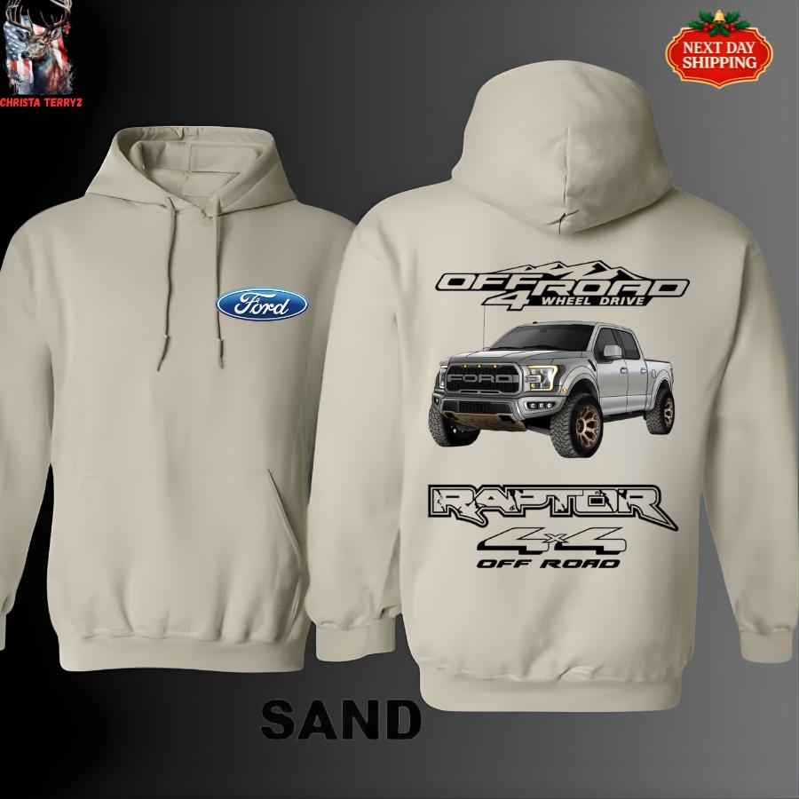 Ford Raptor 4×4 Off Road Hoodie Sand – Ford Racing Truck Hoodie for Men Women, F150 Raptor Pullover, Offroad Truck Lover Gift