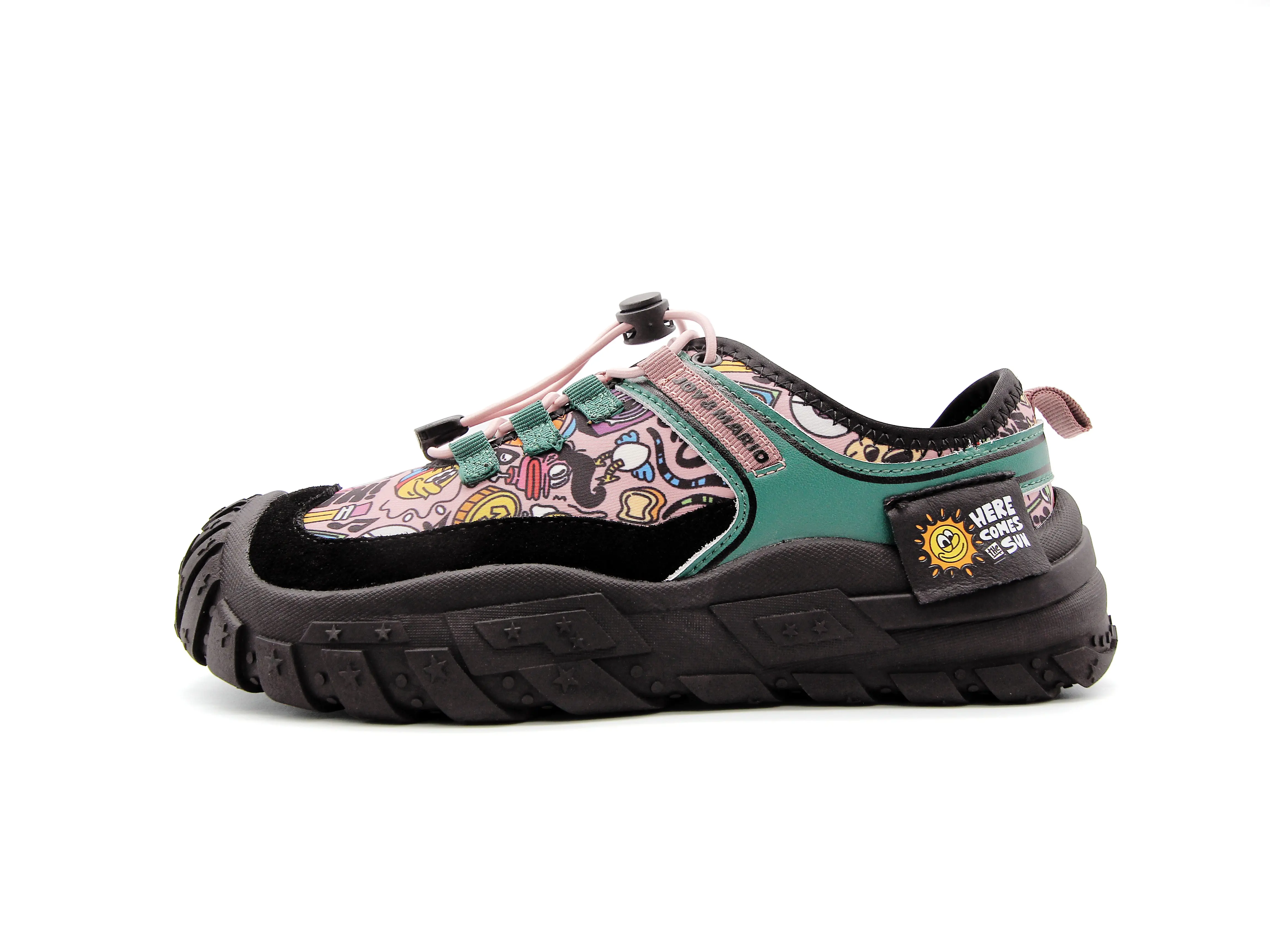 Joy & Mario Women’s Graffiti Chunky Lace-Up Sneakers, Colorful Outdoor Walking Shoes with Rugged Platform Sole for Travel and Everyday Wear